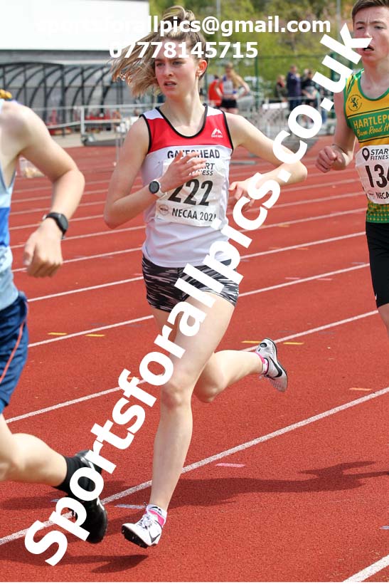 1500 metres, 2021 NECAA Middlesbrough Open Meting, Sunday, May 9th. Photo: David T. Hewitson/Sports for All Pics